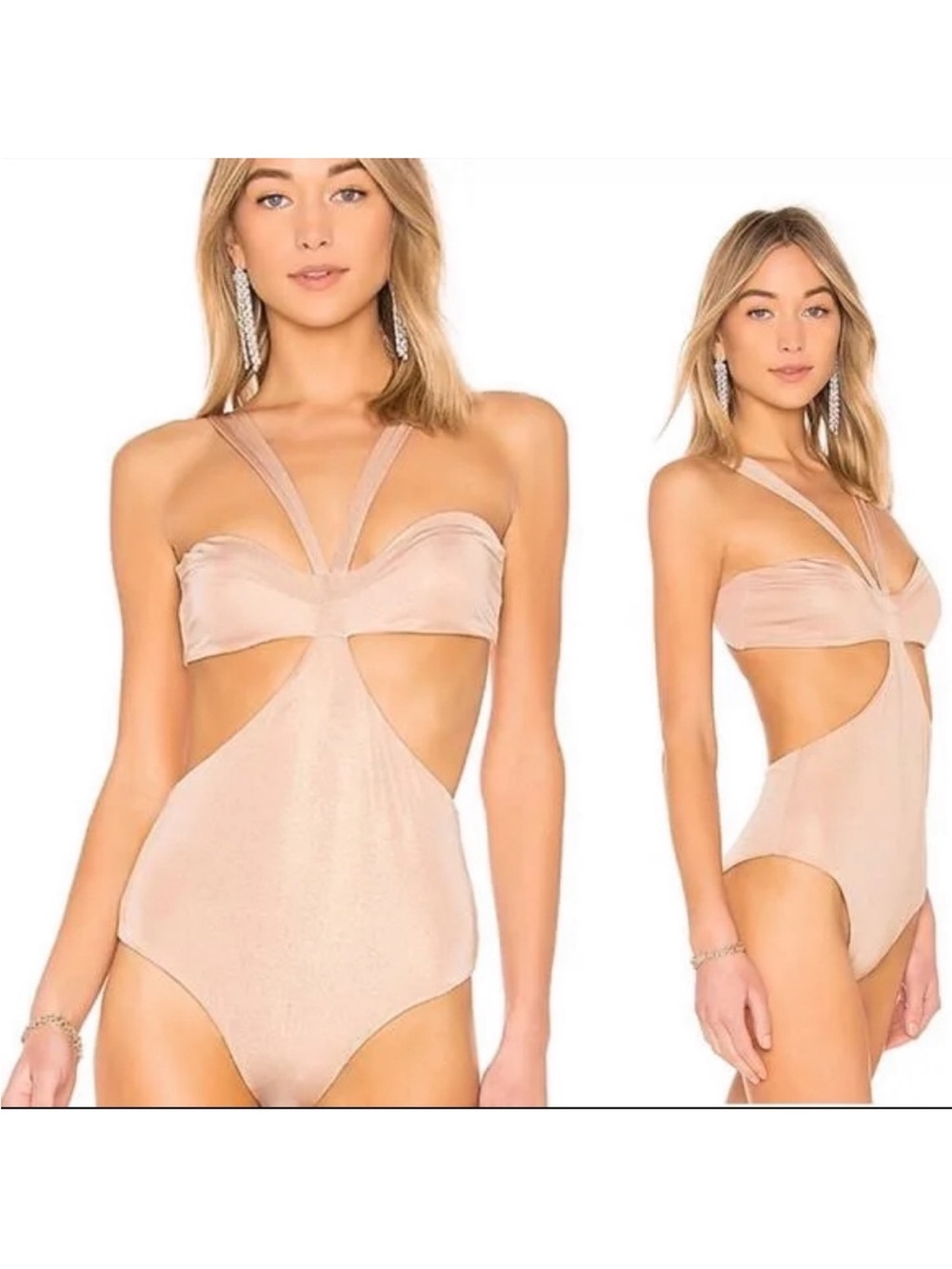 h:ours Pink Champagne Twist Bandeau Bodysuit - Picture 2 of 2